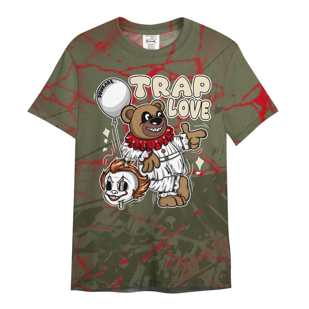 Shirt To Match Travis Scott Low OG Medium Olive 1s - Trap Loves Bear Profound All Over Print