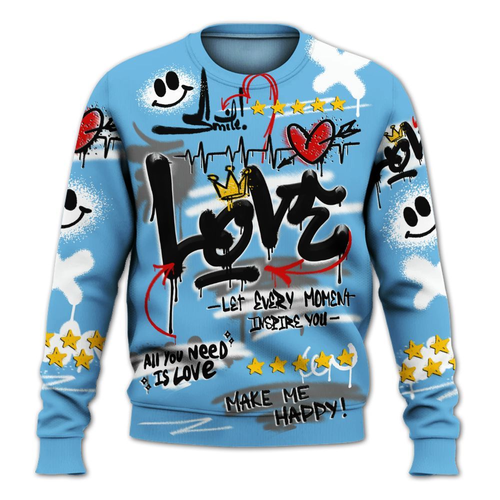 Sweatshirt To Match Melo 12s - Happy Love Beats Graffiti Streetwear All Over Print