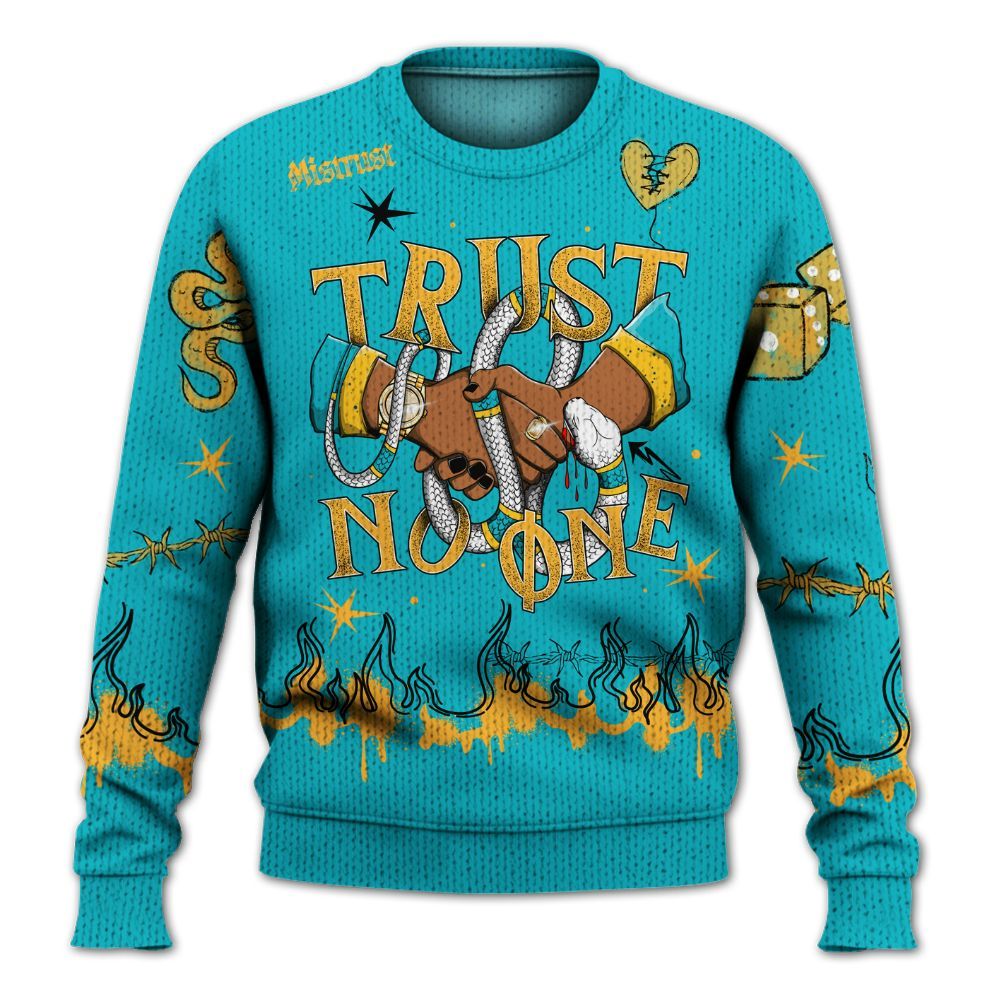 Knitted Sweater To Match Retro Aqua 5s - Trust No One Snake-Bite Doodle Crayon
