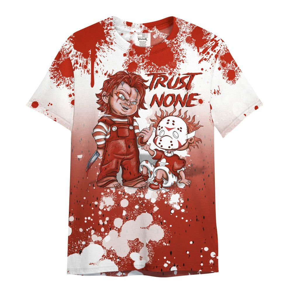 Shirt To Match Red Cement 4s - Trust No One Scary All Over Print