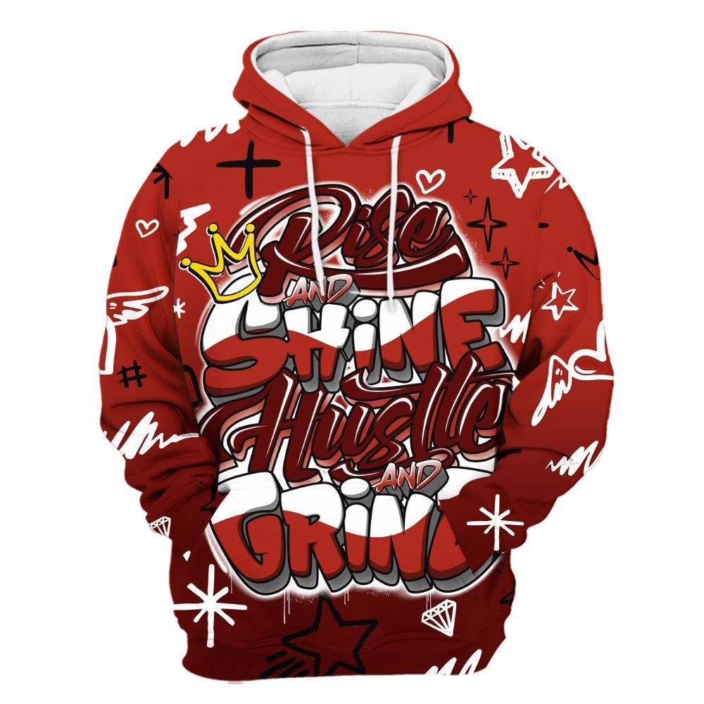 Hoodie To Match SP Firewood Orange 4s - Rise Shine Hustle Grind All Over Print