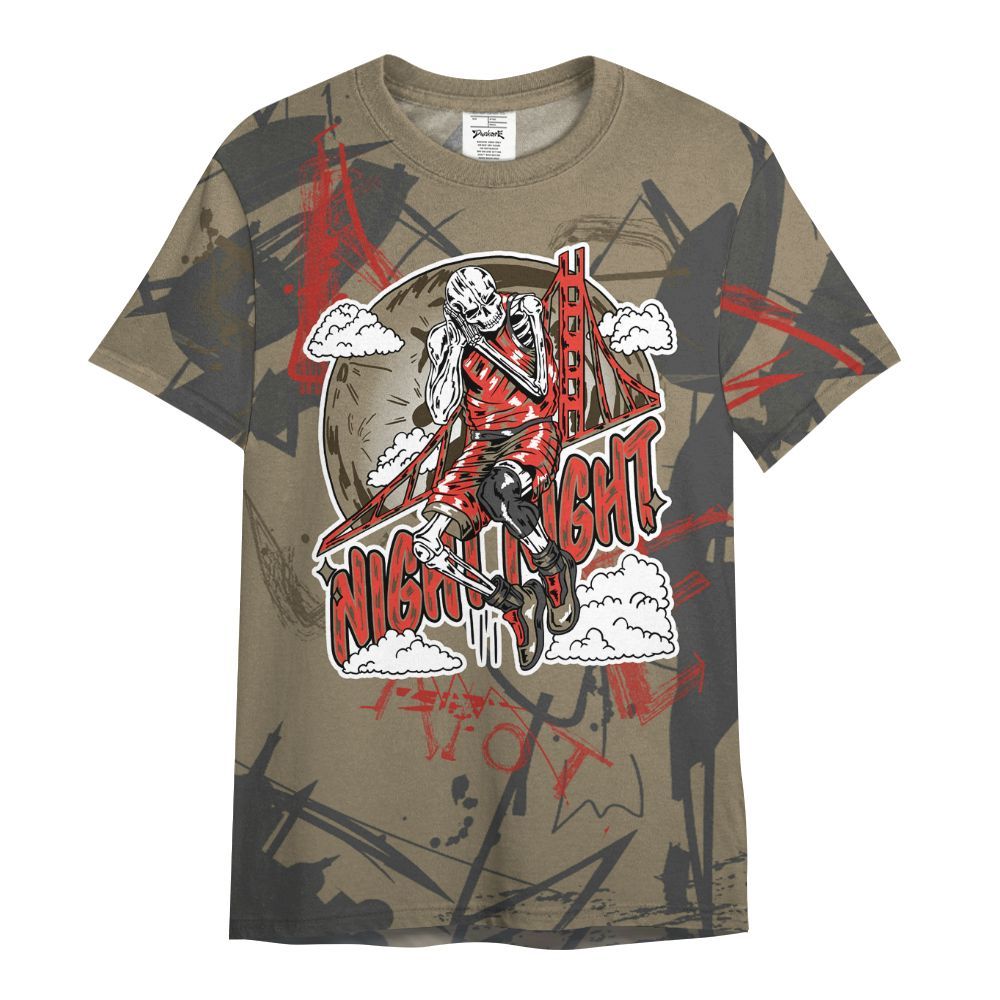 Shirt To Match Olive 9s - Seeya Skeleton Messyz All Over Print
