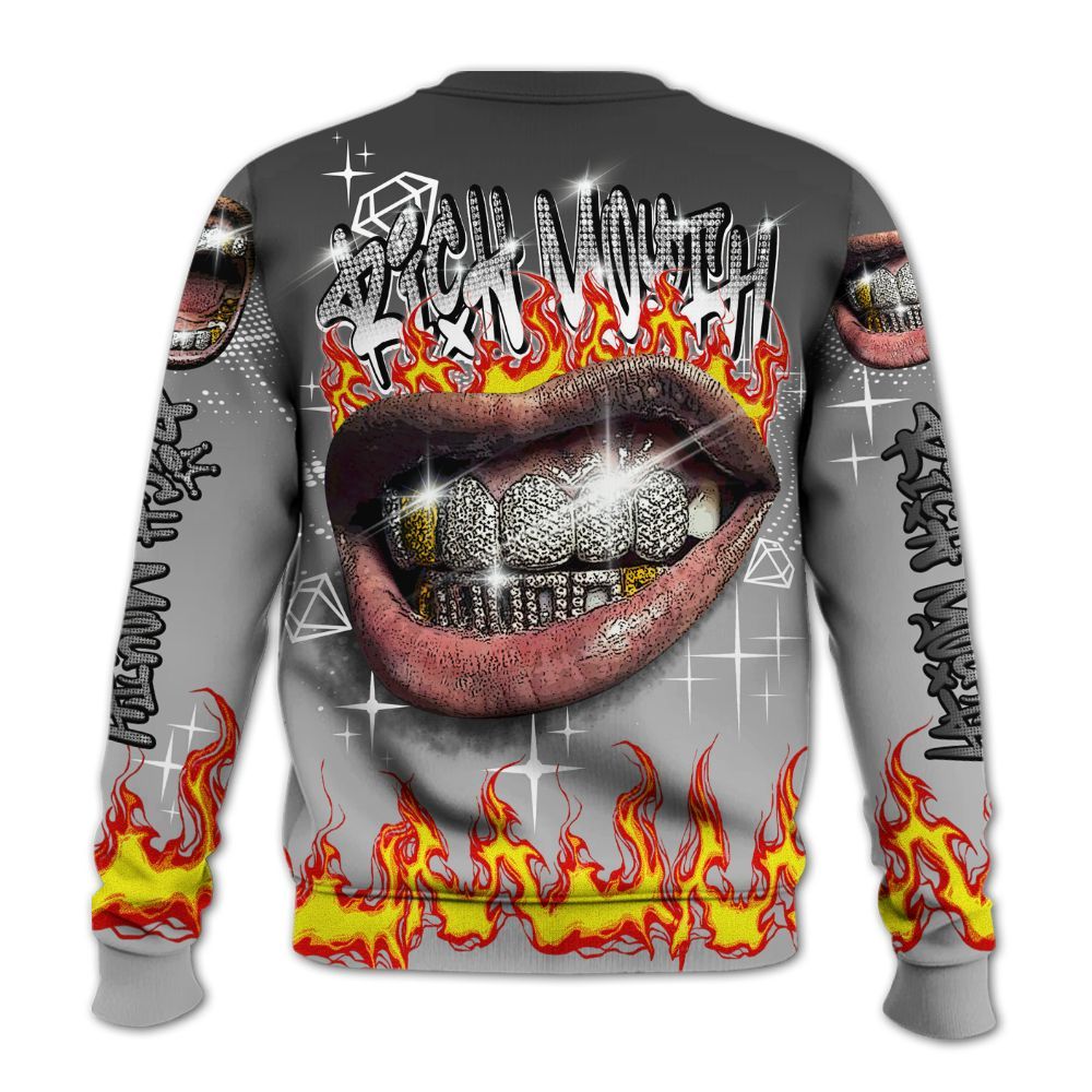 Sweatshirt To Match NOCTA Black 2s - Rich Mouth Fire Rap Retro 90s All Over Print