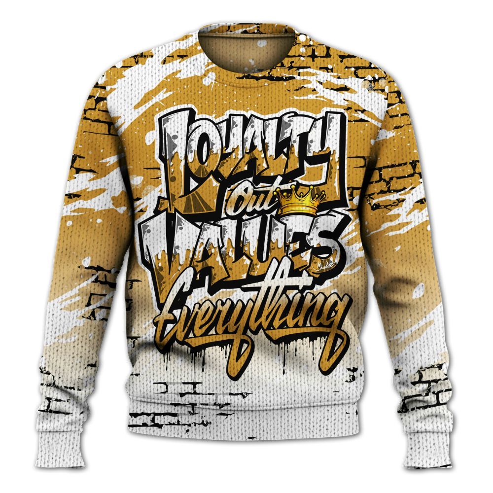 Knitted Sweater To Match Dunk Low Wheat Pale Ivory - Values Of Loyalty Drip