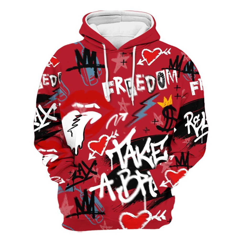 Hoodie To Match Retro Raging Bull 5s - Take Break Freedom Graffiti Streetwear All Over Print