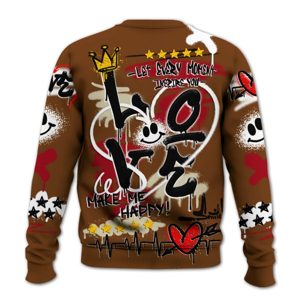Sweatshirt To Match Archaeo Brown 5s - Happy Love Beats Graffiti Streetwear All Over Print