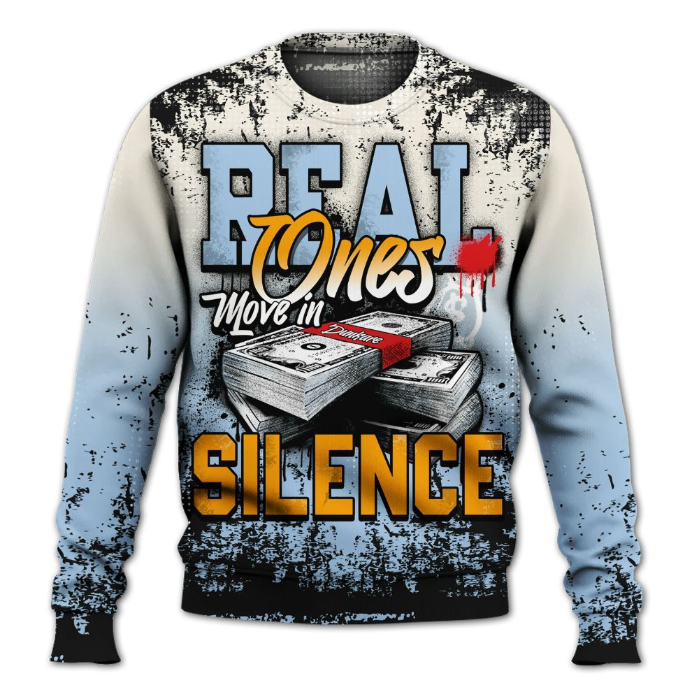 Sweatshirt To Match Retro High OG Pale Ivory Psychic Blue 1s - Move In Silence Money Street Retro All Over Print