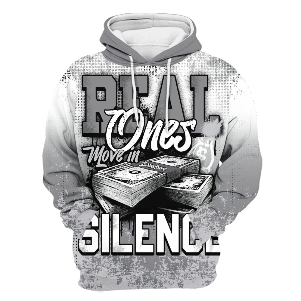Hoodie To Match Retro Wolf Grey 5s - Move In Silence Money Street Retro All Over Print