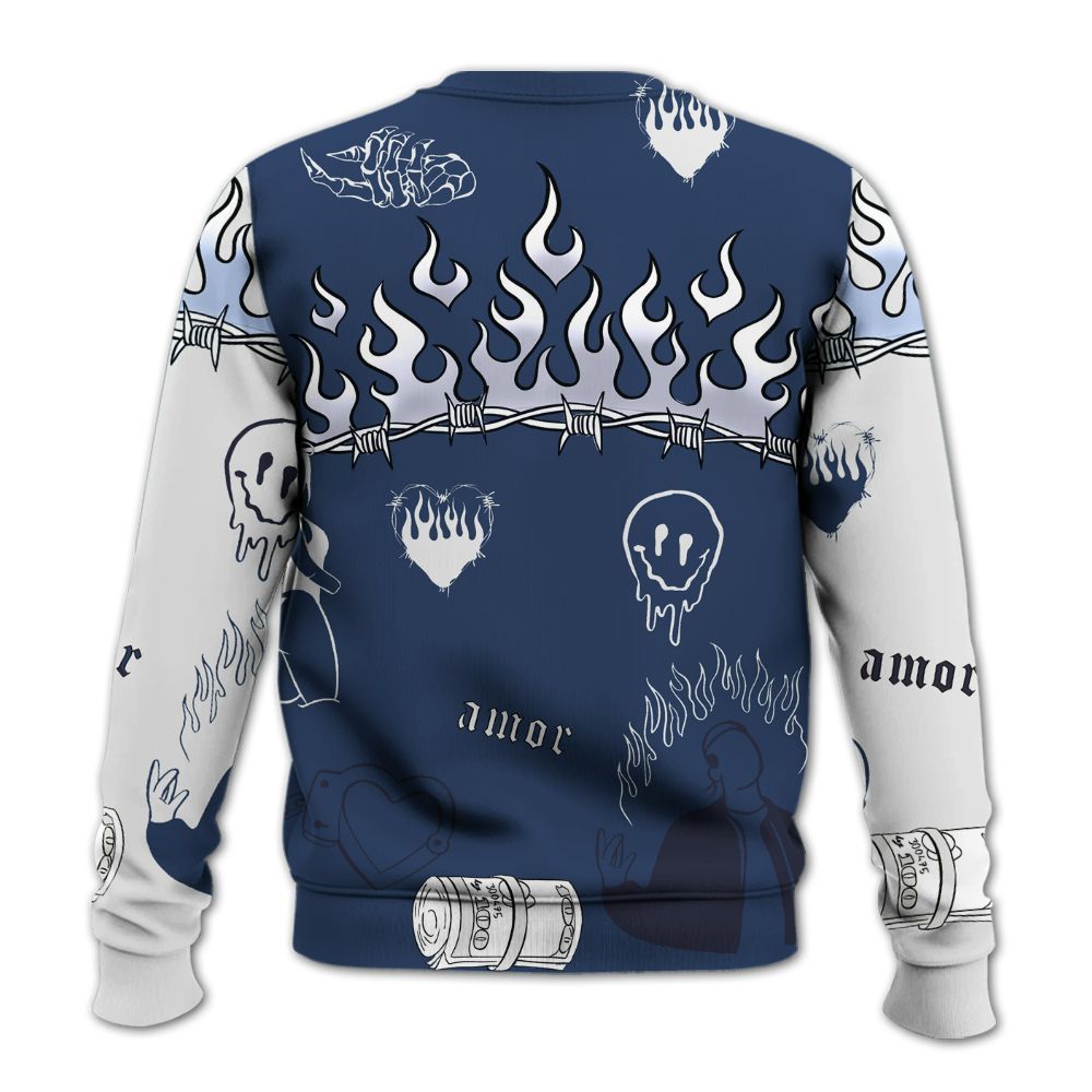 Sweatshirt To Match Low 85 Metallic Blue 1s - Snake Trust No One All Over Print