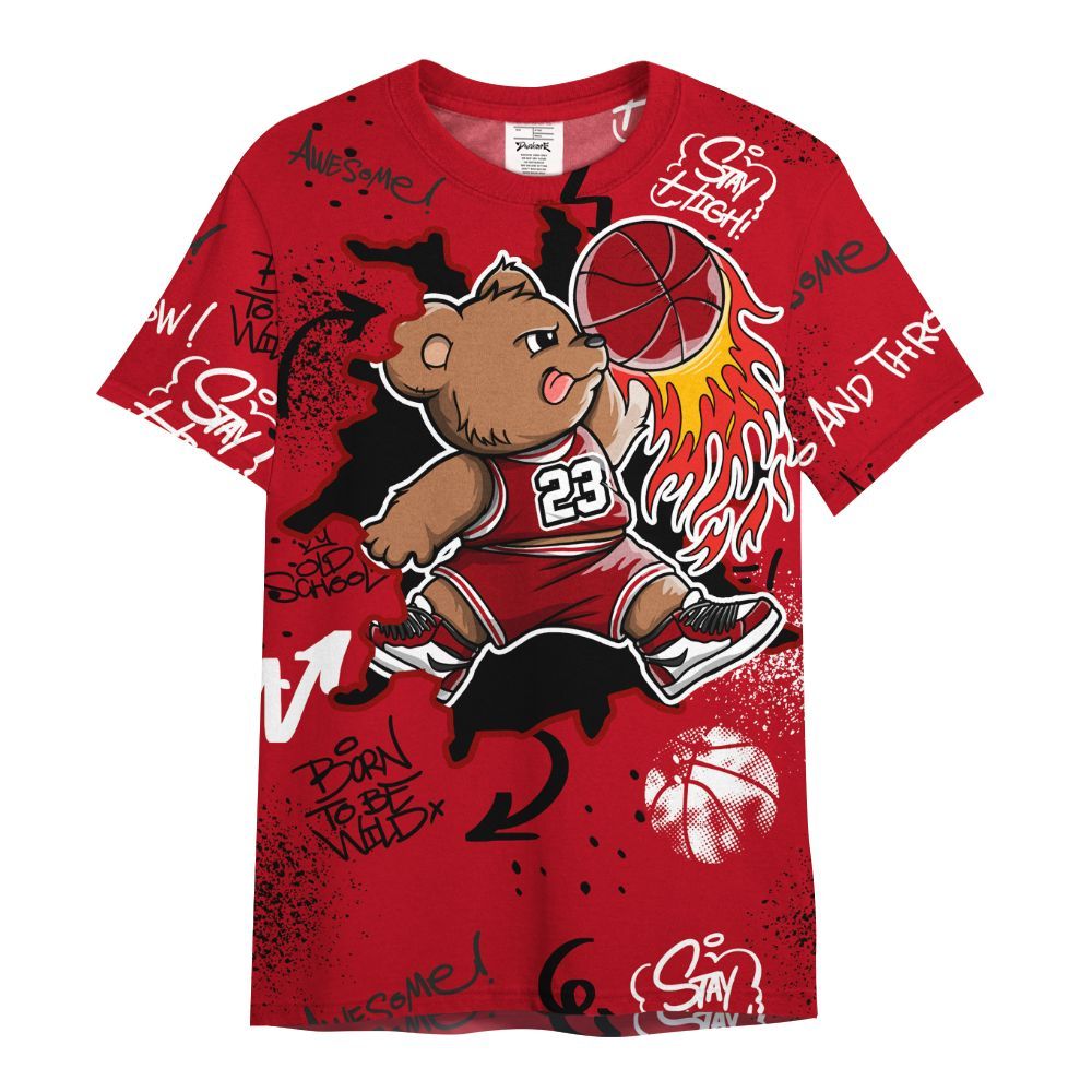 Shirt To Match Bred Velvet 11s - Number 23 Basketball Bear Custom Name All Over Print