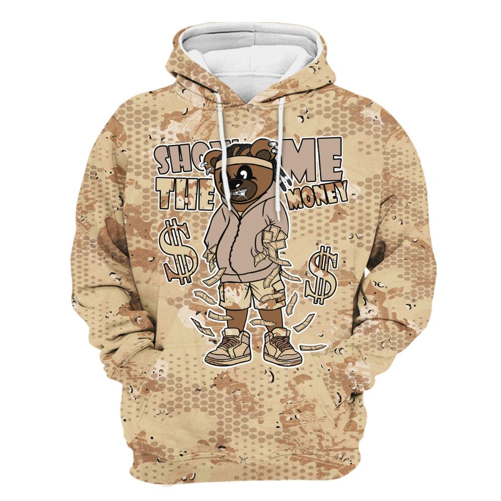 Hoodie To Match Desert Camo 3s - Show Me Bear Banknotes Art All Over Print