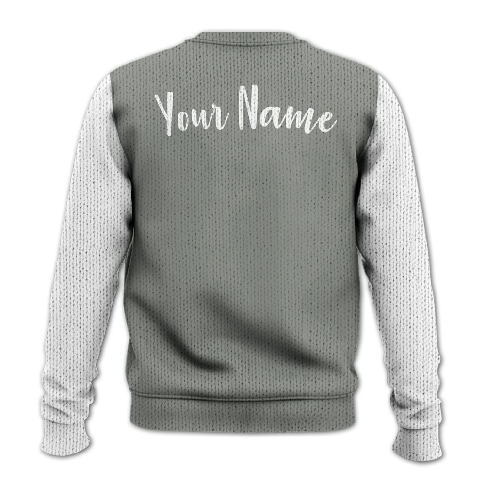 Knitted Sweater To Match Paris Cement Grey 4s, Custom Name God Blessed Drip