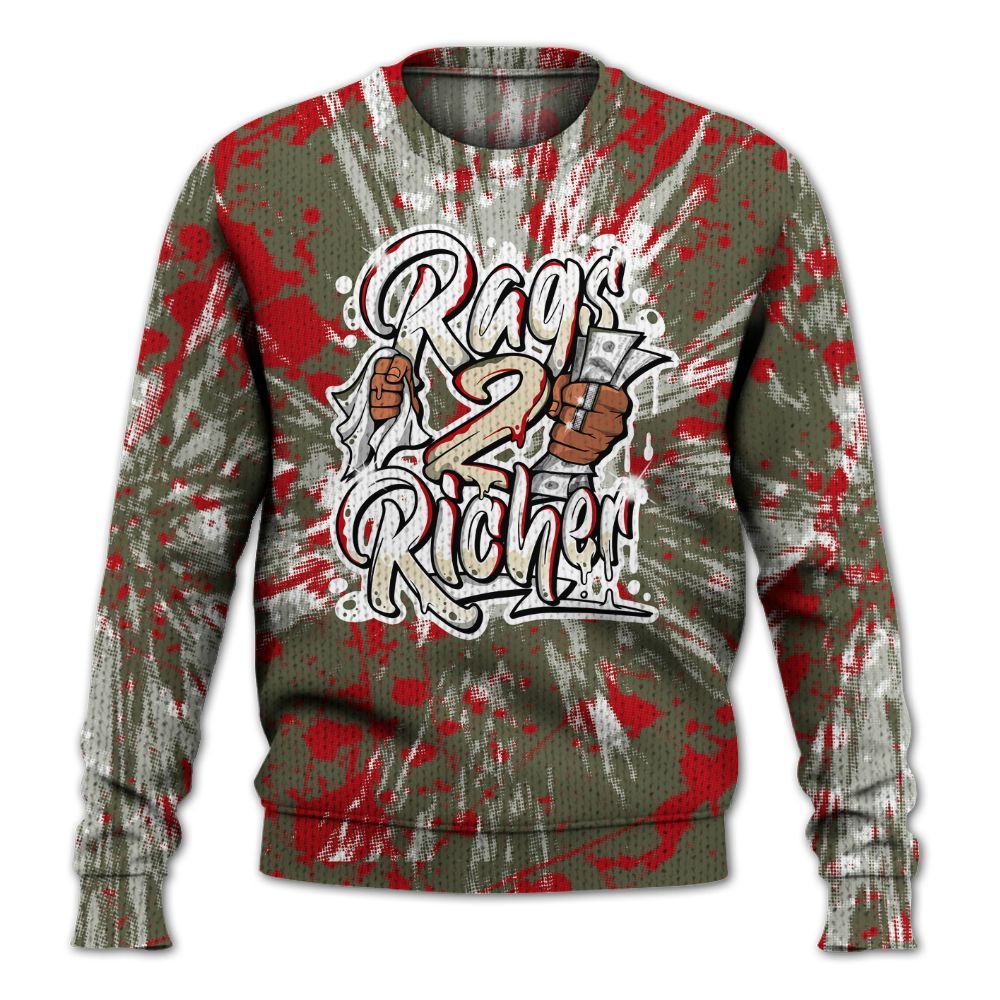 Knitted Sweater To Match Low OG Medium Olive 1s - Rag 2 Rich Graphic Luxury