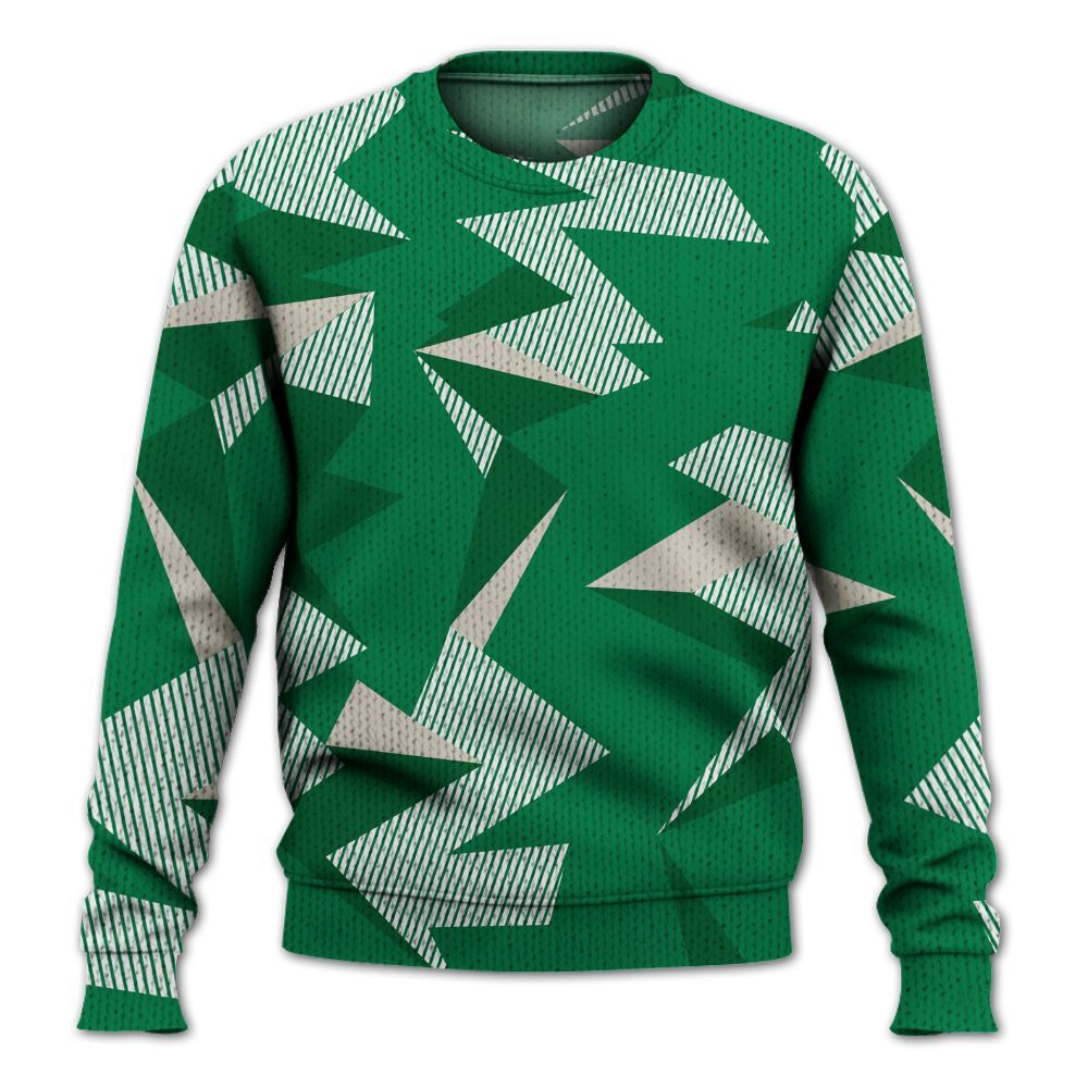 Knitted Sweater To Match Lucky Green 2s - Geometric Camouflage Pattern