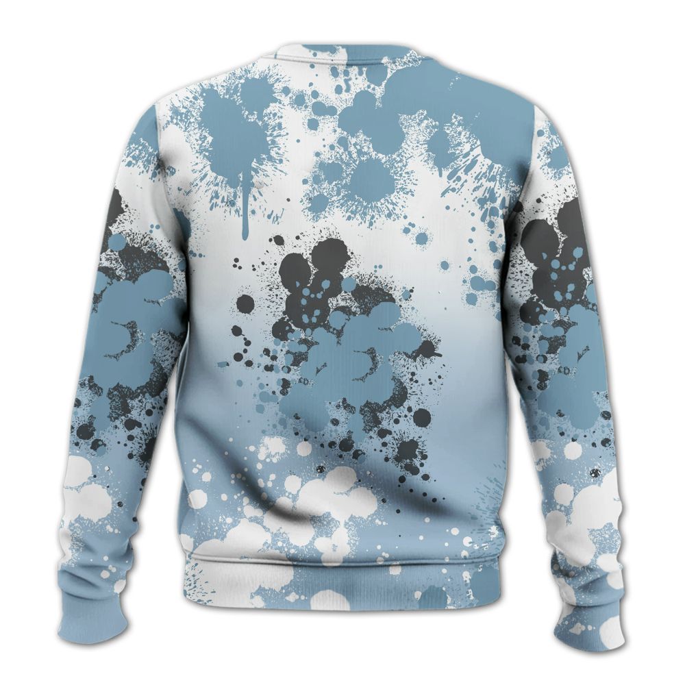 Sweatshirt To Match Mid Ice Blue 1s - God Blessed Ink Drip All Over Print