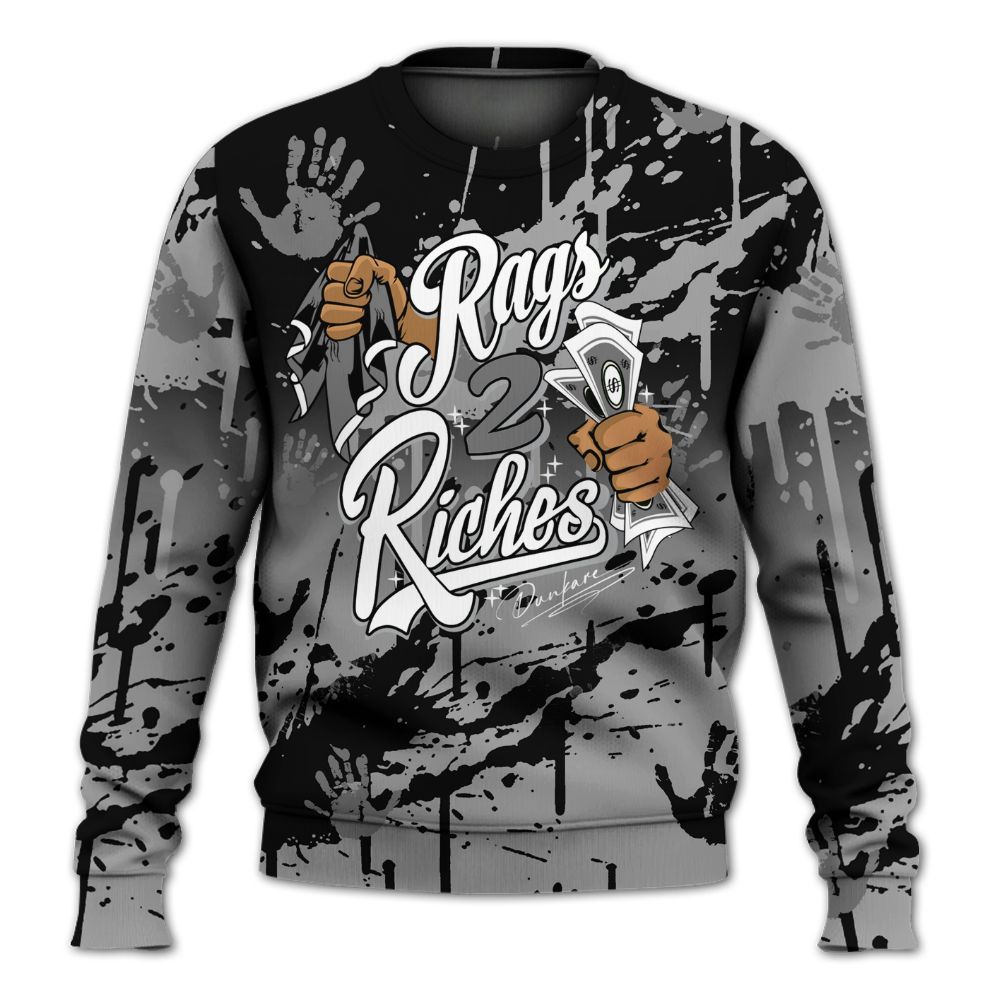 Sweatshirt To Match Black Wolf Grey 12s - Rag 2 Riches All Over Print