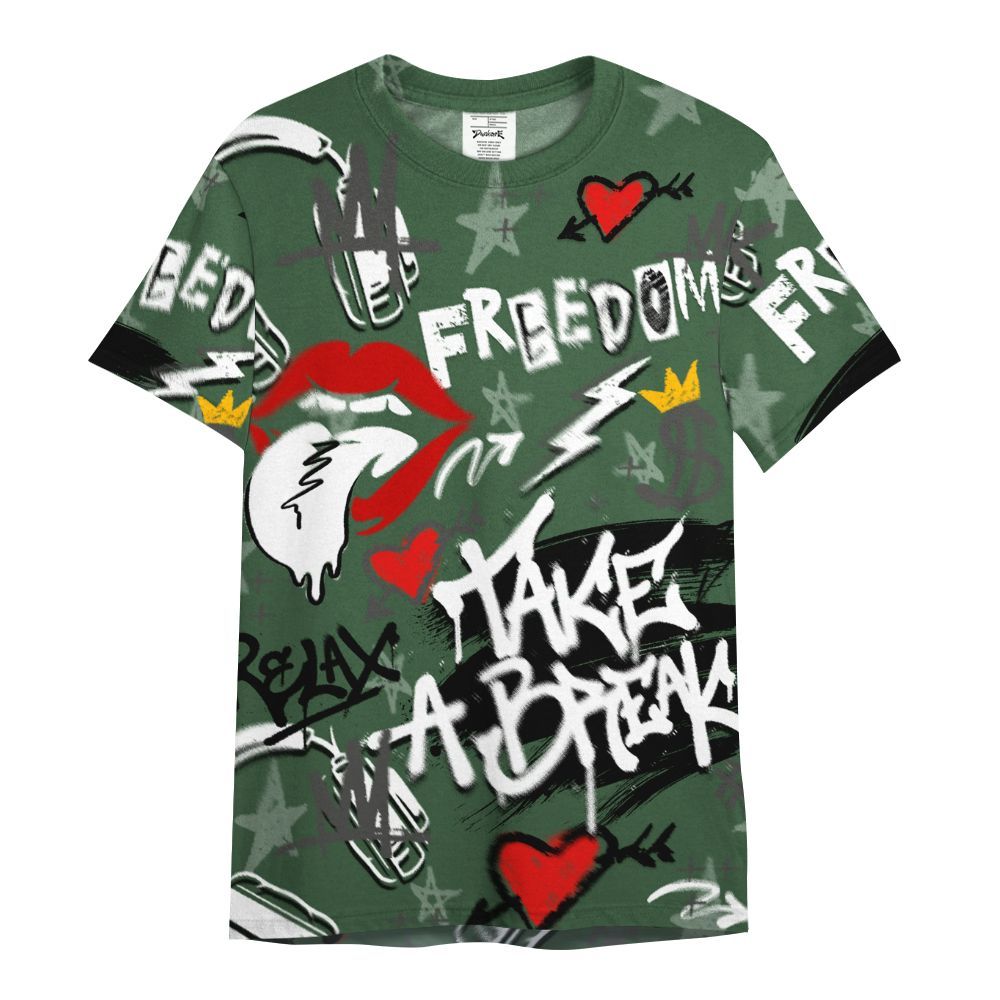 Shirt To Match Dunk Low Skateboards Black - Take Break Freedom Graffiti Streetwear All Over Print
