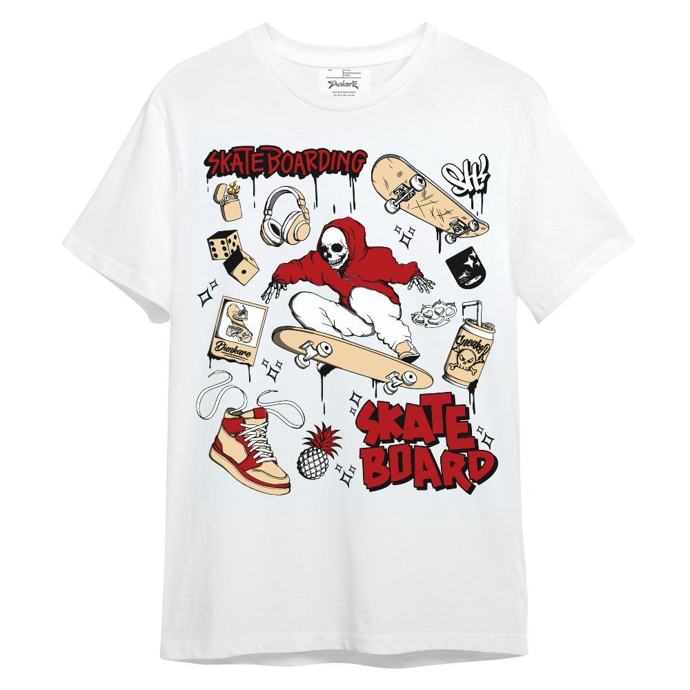 Shirt To Match Dunk Low Strawberry Waffle - Doodle Skeleton Skateboard Unisex Shirt