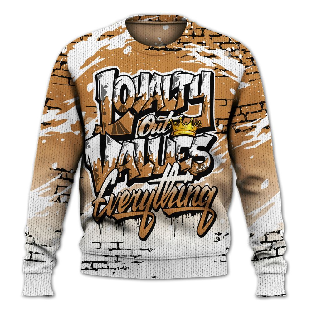 Knitted Sweater To Match Dunk Low Nature Wheat Suede - Values Of Loyalty Drip