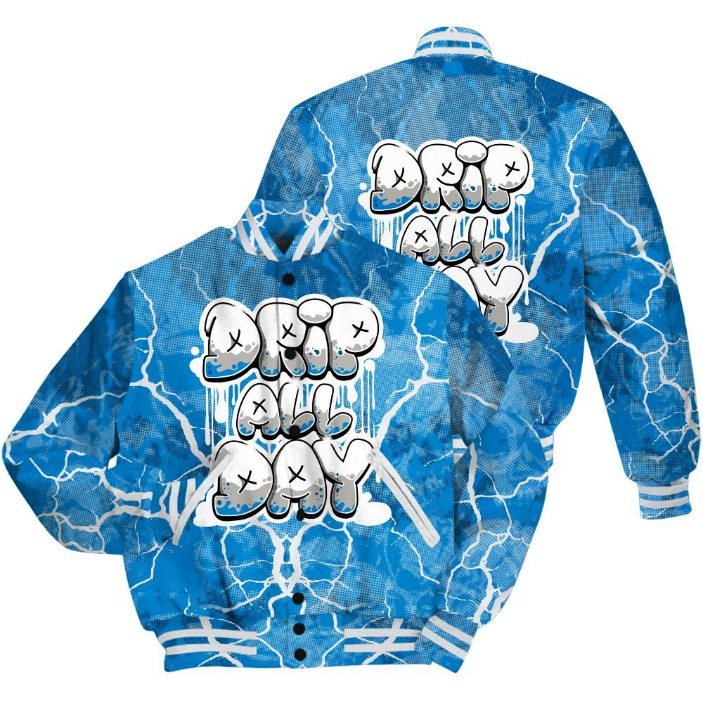 Varsity Jacket To Match Industrial Blue 4s Shirt - DRIPPIN Days Graphic Halloween All Over Print
