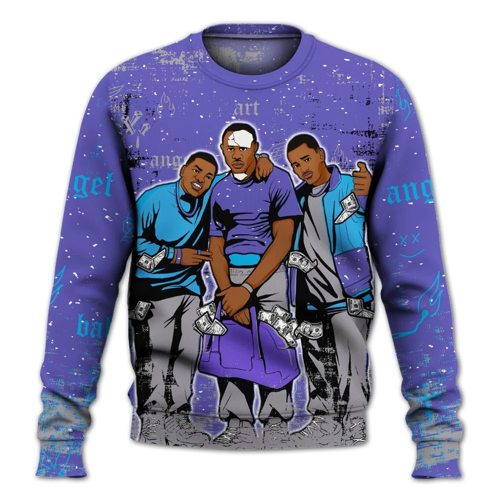 Sweatshirt To Match Retro Aqua 8s - Paid In Full Money All Over Print