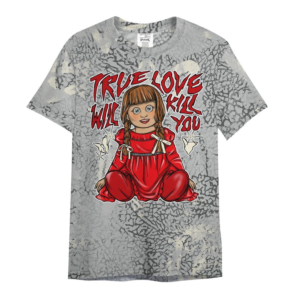 Shirt To Match Cement Grey 3s - Genuine Loves Bear Heart Grunge All Over Print