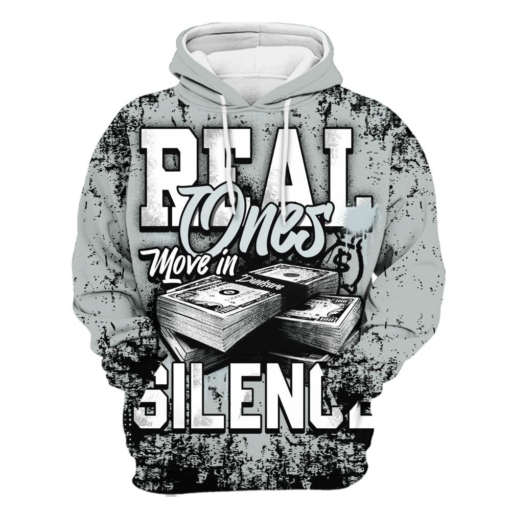 Hoodie To Match Black Wolf Grey 12s - Move In Silence Money Street Retro All Over Print