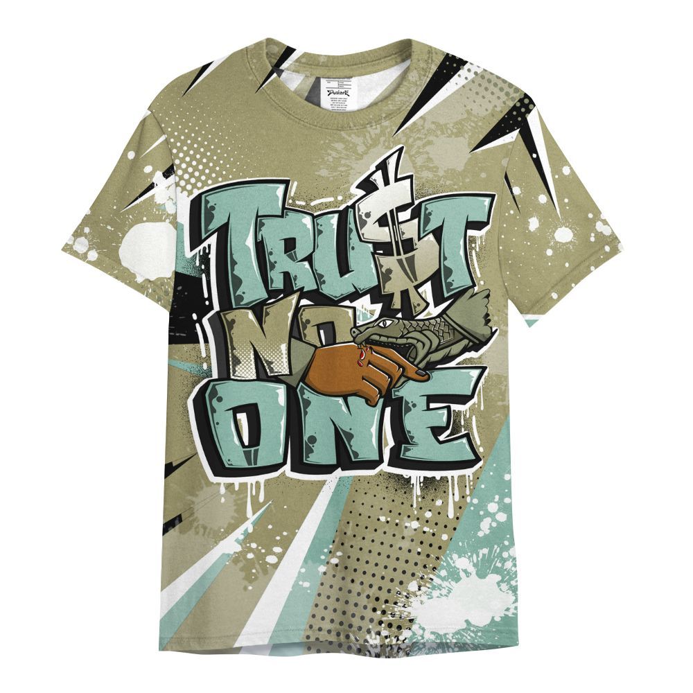Shirt To Match Dunk Low Suede Olive Aura - Poly Trust No One Dripping All Over Print