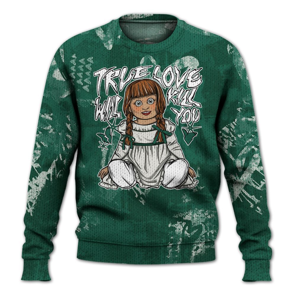 Knitted Sweater To Match Oxidized Green 4s - Genuine Loves Bear Heart Grunge