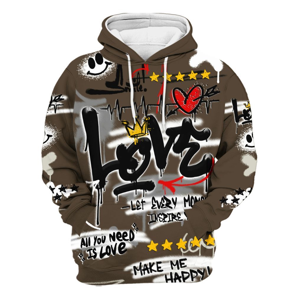 Hoodie To Match Palomino 1s - Happy Love Beats Graffiti Streetwear All Over Print
