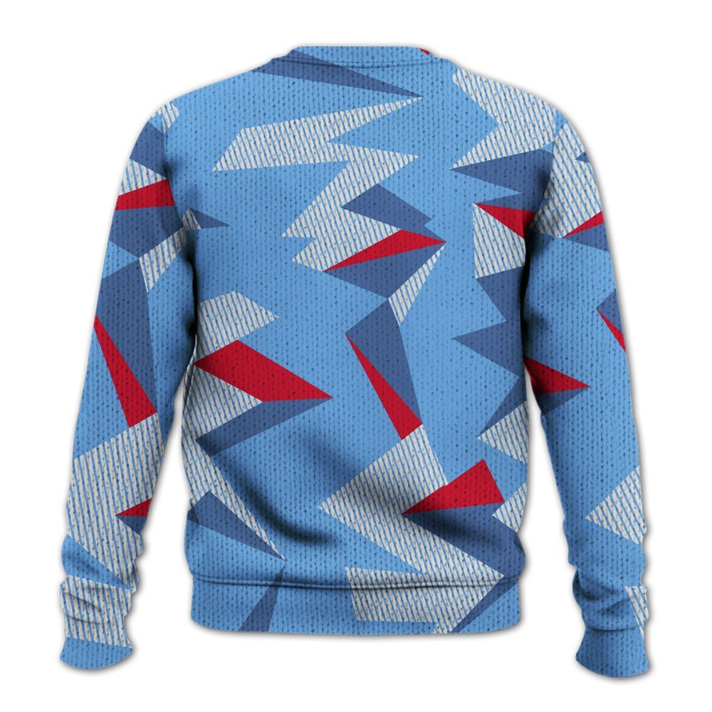 Knitted Sweater To Match University Blue 6s - Geometric Camouflage Pattern
