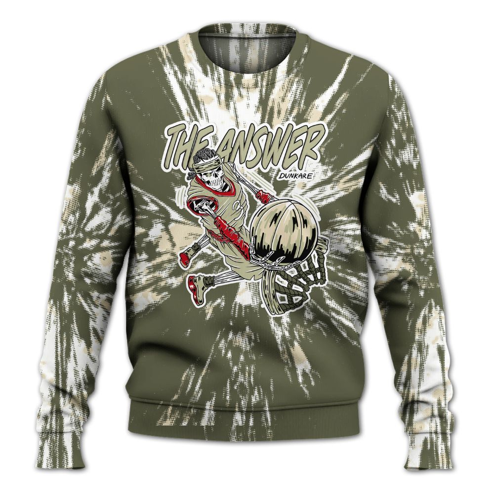 Sweatshirt To Match Low OG Medium Olive 1s - The Answer Skeleton Luxury All Over Print