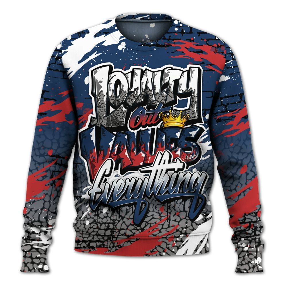 Sweatshirt To Match SP Sport Royal 3s - Values Of Loyalty Drip All Over Print