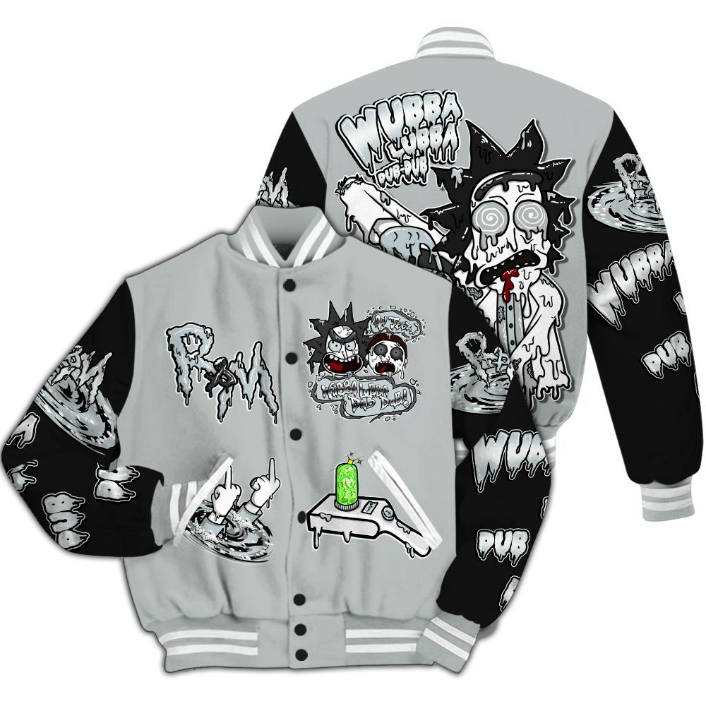 Varsity Jacket To Match Black Wolf Grey 12s - Wubba Rick Drip All Over Print