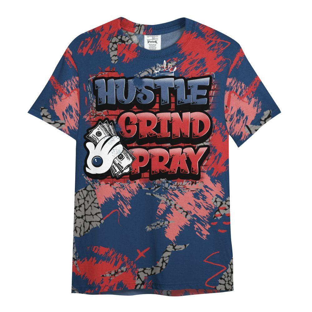 Shirt To Match SP Sport Royal 3s - Hustle Grind Pray Retro All Over Print