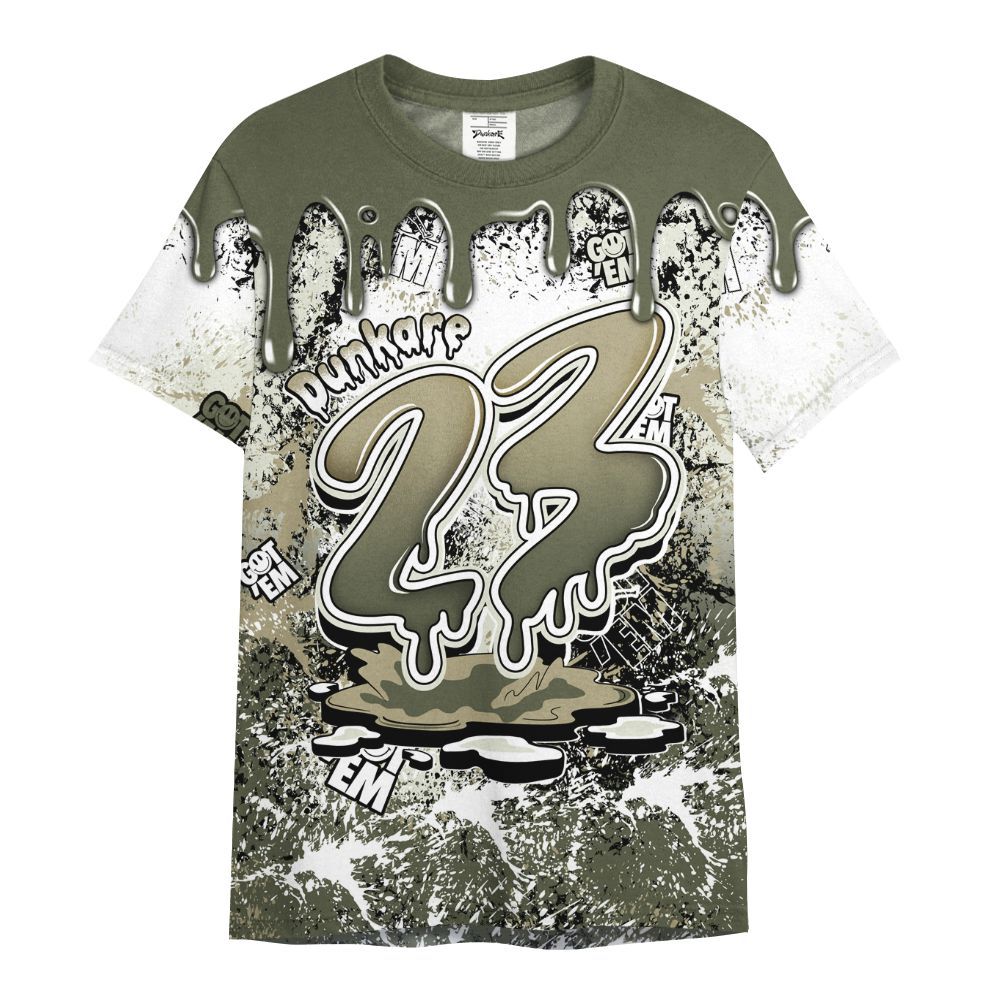 Shirt To Match Low OG Medium Olive 1s - Dripping 23 Drip All Over Print