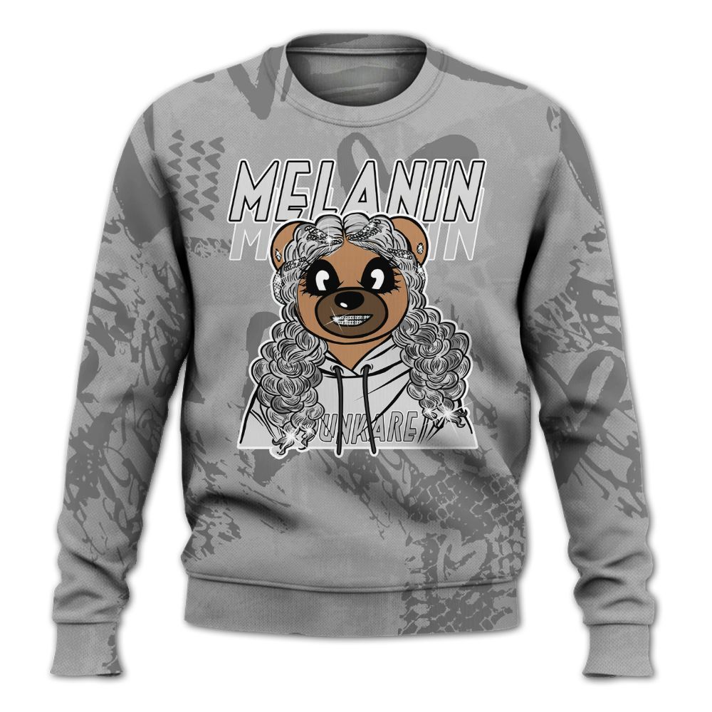 Sweatshirt To Match Black Wolf Grey 12s - Pigments Bear Heart Grunge All Over Print