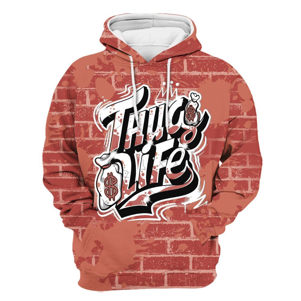 Hoodie To Match Dune Red 13s - Free Thug Living Graphic Brick Art All Over Print