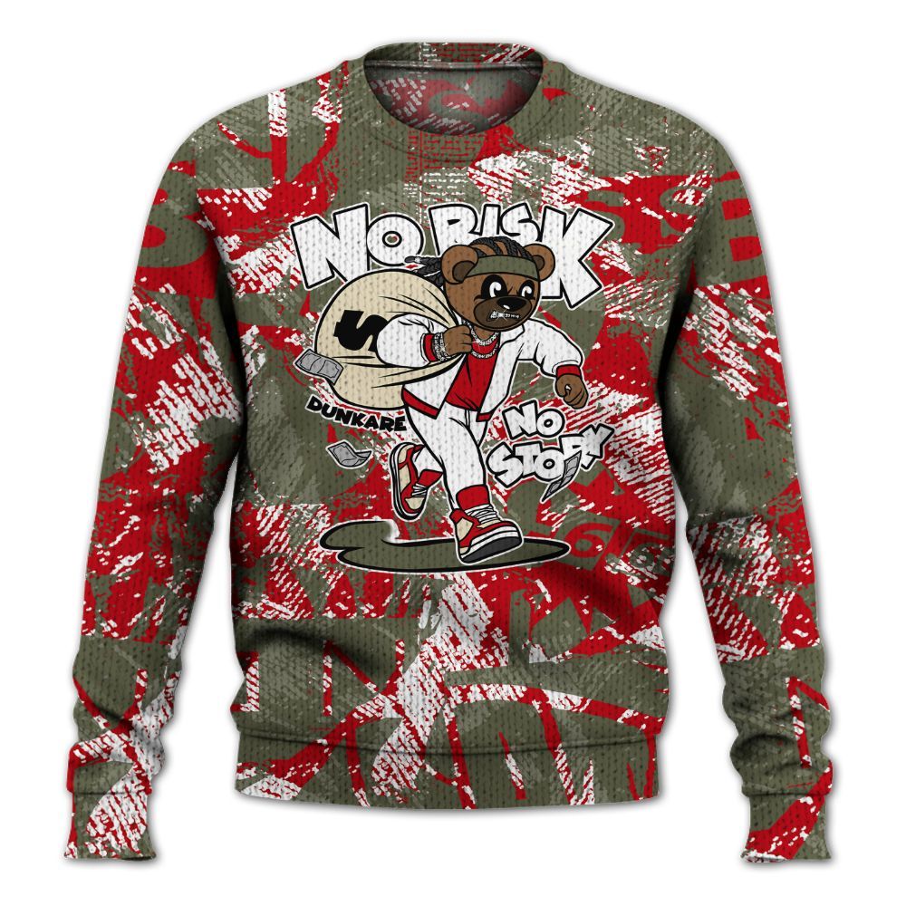 Knitted Sweater To Match Low OG Medium Olive 1s - Certain Bear Abstract Graffiti