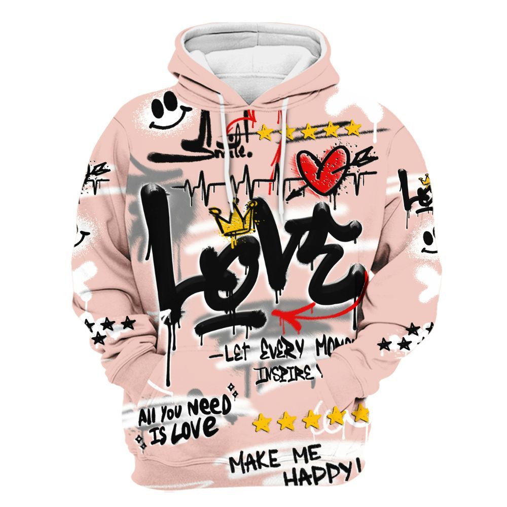 Hoodie To Match Low Legend Pink 11s - Happy Love Beats Graffiti Streetwear All Over Print