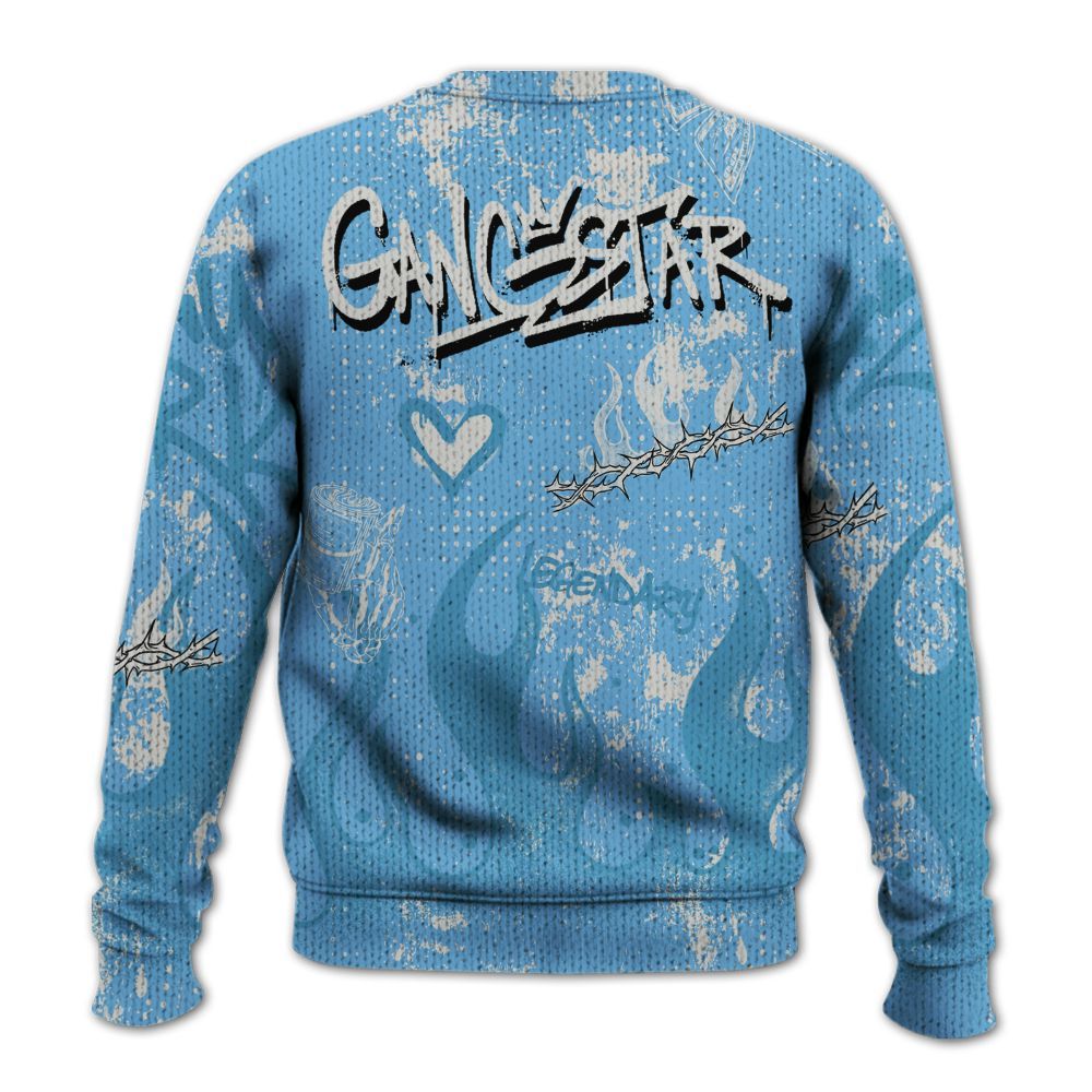 Knitted Sweater To Match SB Dunk Low University Blue - Lucky Money Paid In Full Graffiti