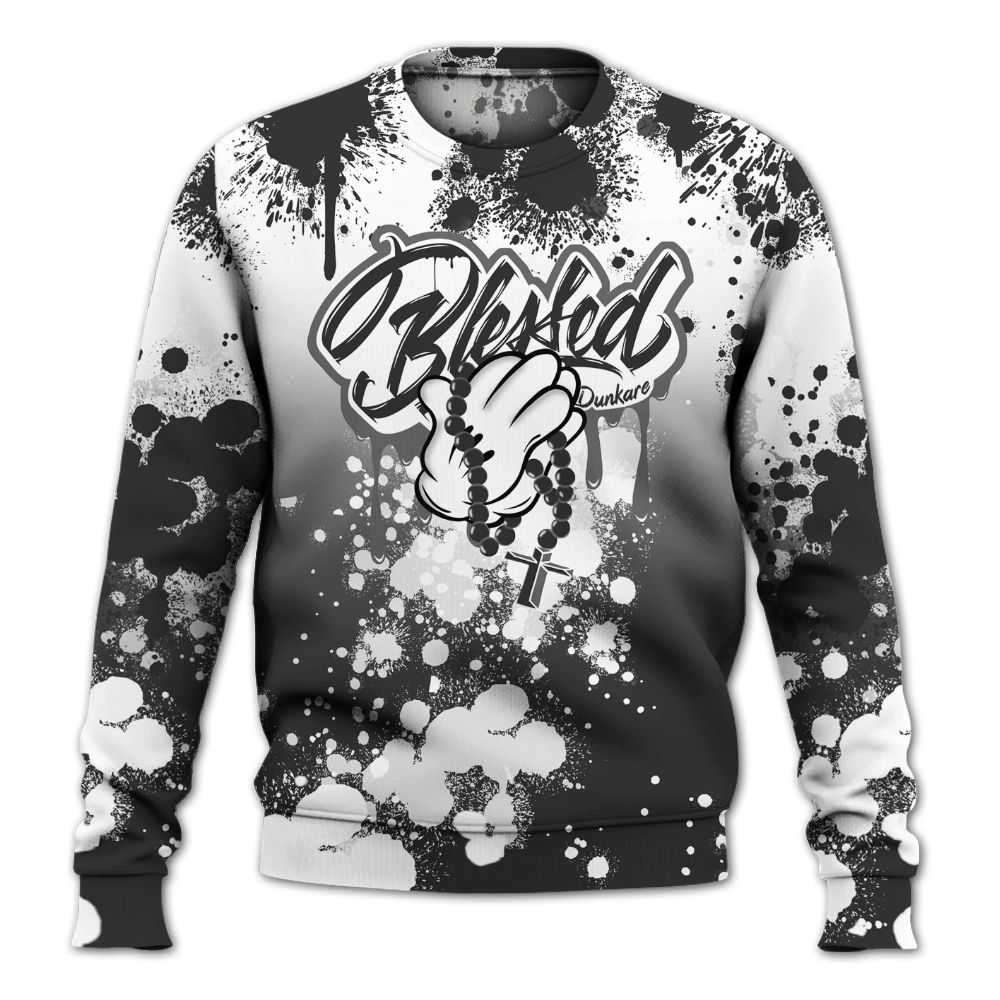 Sweatshirt To Match White Thunder 4s - God Blessed Ink Drip All Over Print