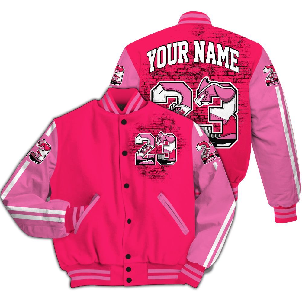 Varsity Jacket To Match Air VaporMax Plus Triple Pink - Custom Name Number 23 5s All Over Print