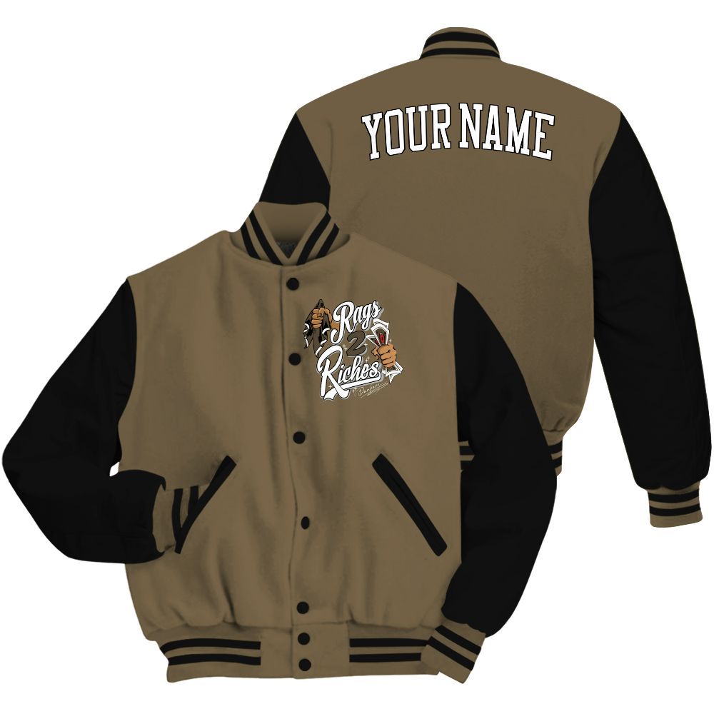 Varsity Jacket To Match Olive 9s - Custom Name Rag 2 Riches All Over Print