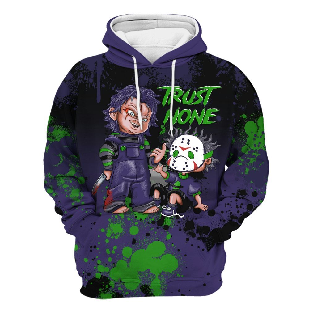 Hoodie To Match Retro Court Purple 13s - Trust No One Scary All Over Print
