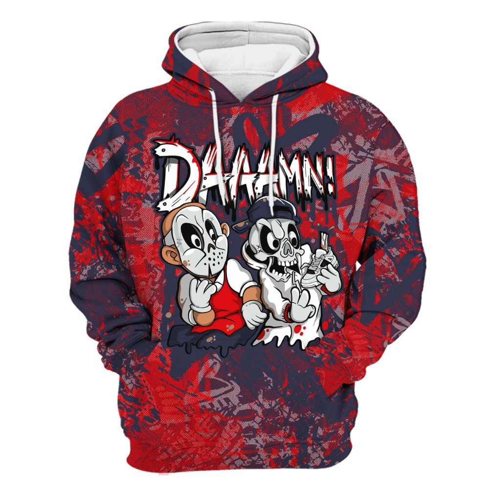 Hoodie To Match Low OG Howard Bison 1s - Damn Shoe Graphic Heart Grunge All Over Print