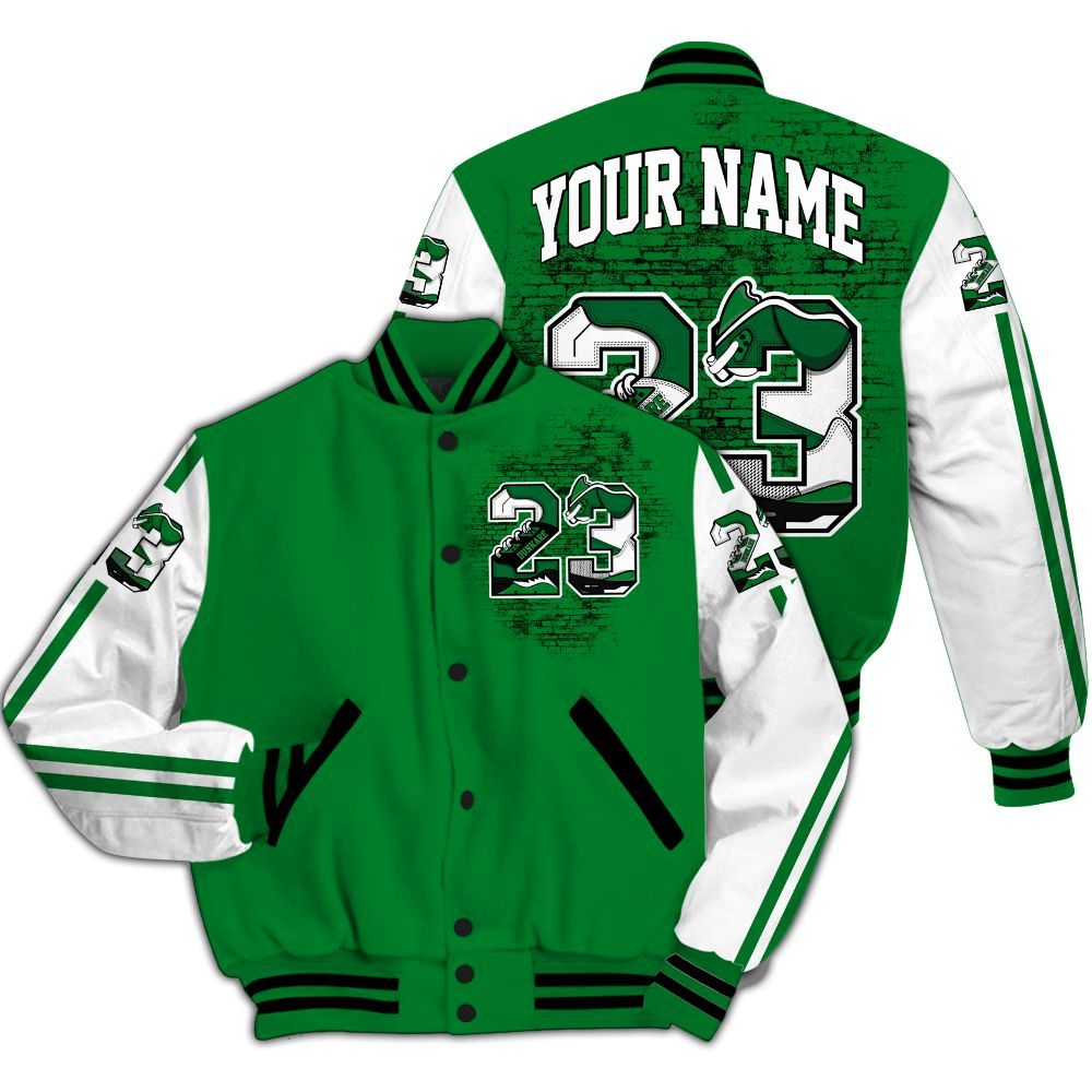 Varsity Jacket To Match Lucky Green 1s - Custom Name Number 23 5s All Over Print