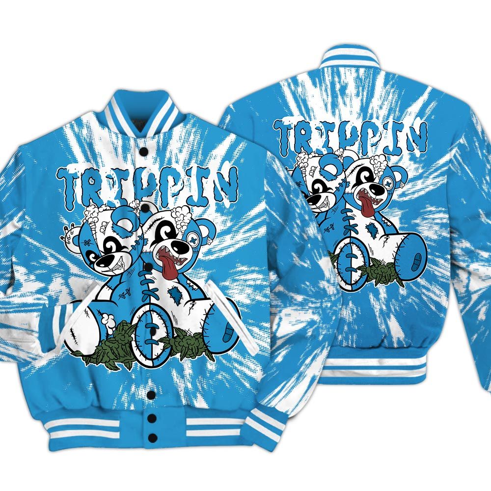 Varsity Jacket To Match Powder Blue 9s - Trippin Bear Luxury Varsity Jacket Unisex