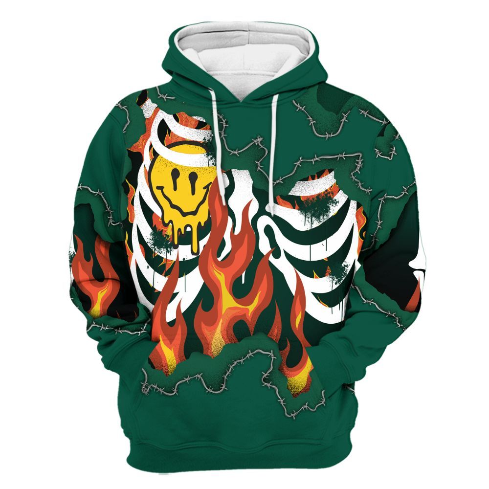 Hoodie To Match Oxidized Green 4s - Skeleton On Fire Skrrt All Over Print