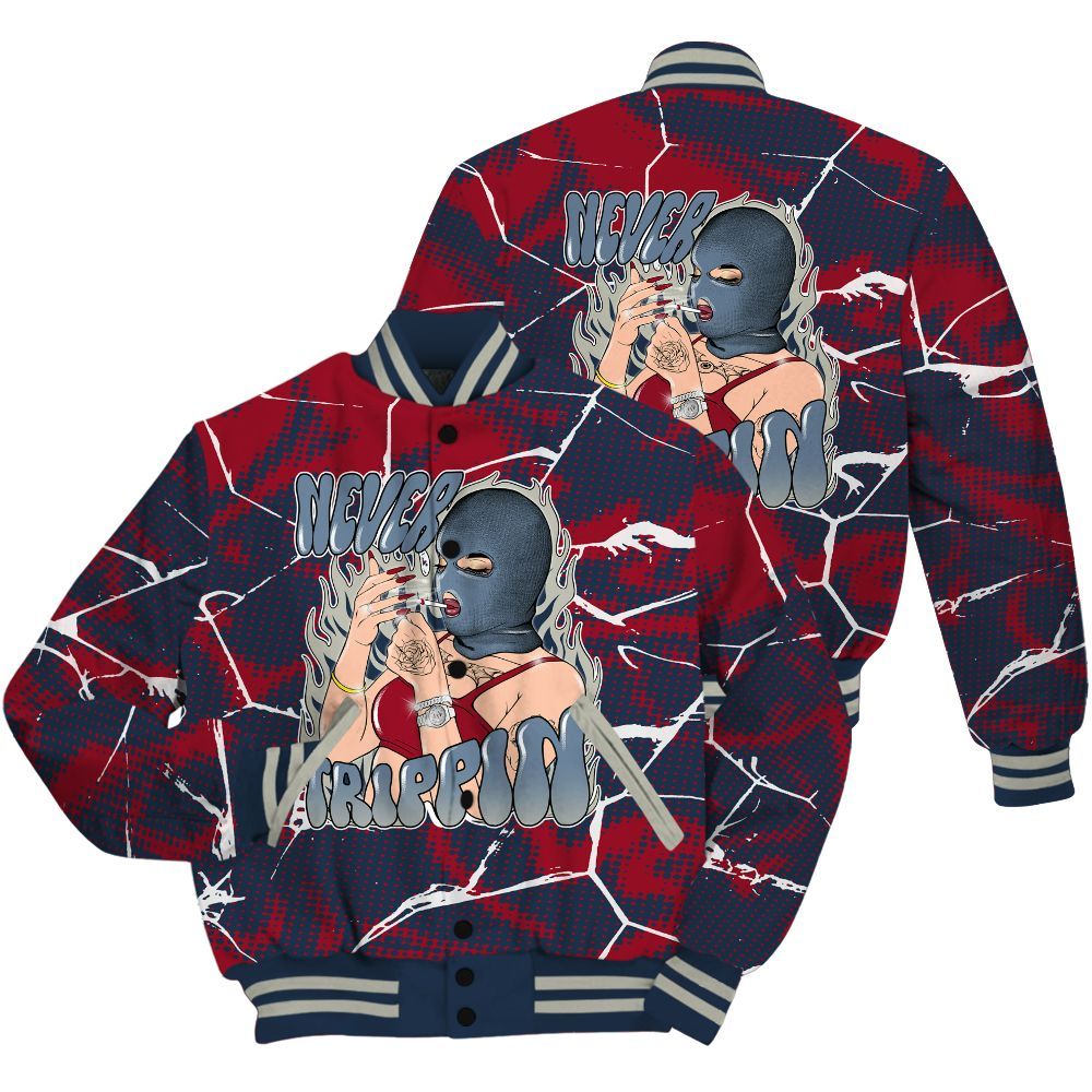 Varsity Jacket To Match Navy Blue 2024 6s Shirt - Ne'er Trippin' Unique Crack All Over Print